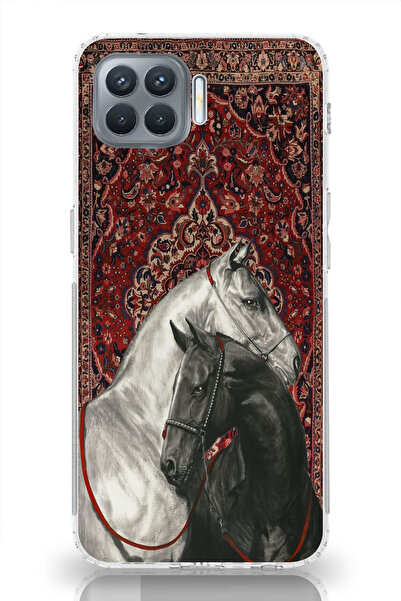 moonset Oppo Reno 4 Lite Uyumlu Atlar Tasarımlı Baskılı Şeffaf Telefon Kılıfı