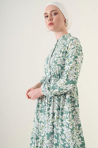 MRA Fashion 2144 Judge Collar Hijab Dress - Çağla
