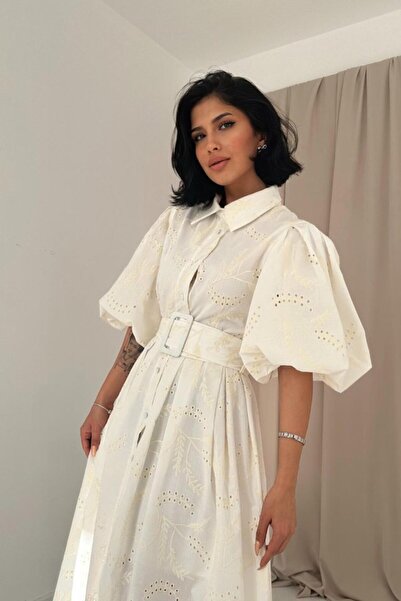 JANES Ecru Pleated Balcony Dress