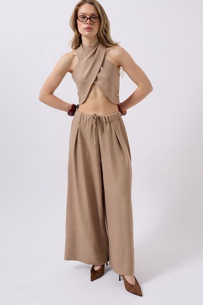 Moda Asmira Low Waist Oversize Linen Trousers