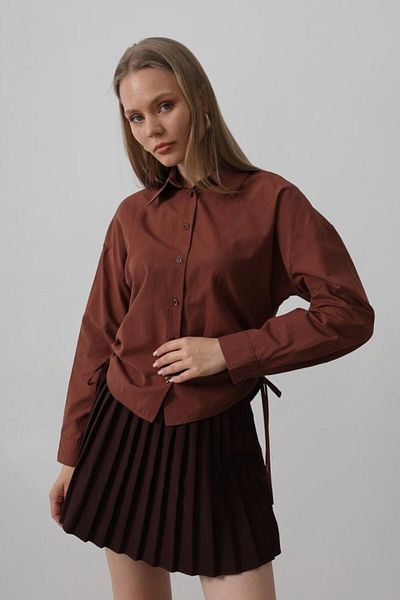 Moka Shopin Mokashopin Basic Shirt with Side Ties - Dark Brown
