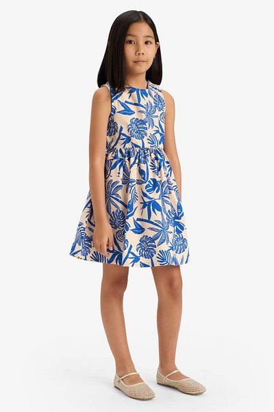 DeFacto Girl's Patterned Poplin Sleeveless Summer Dress C3711A825Hs