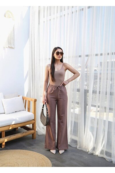 JANES Pantaloni de in cu talie elastică și șireturi