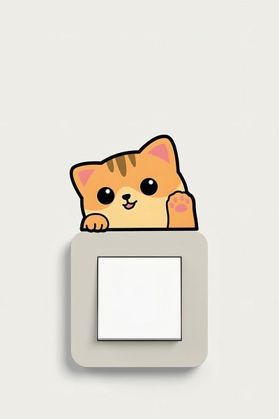 CanCo Store Sarman Cat Golden Dog Sticker Waterproof High Definition Lamp Socket Home Decoration Sticker