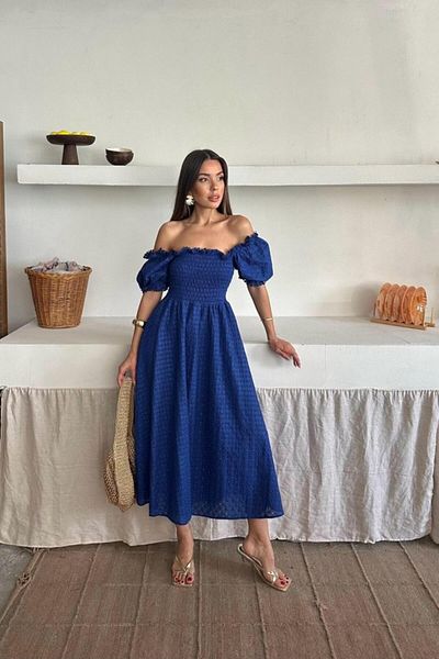 İpeksi Silky Saks Gipeli Brode Dress
