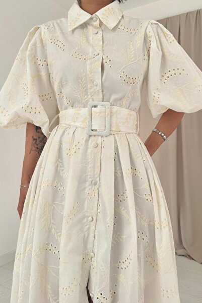 JANES Ecru Pleated Balcony Dress