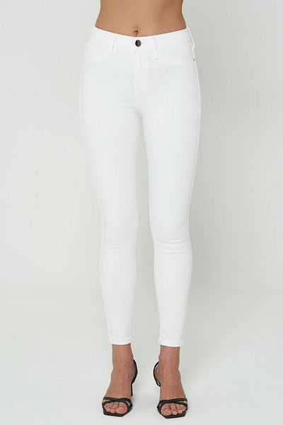 CROSS JEANS Naomi White Regular Waist Zip-Up Skinny Fit Jean Pants C 4526-050