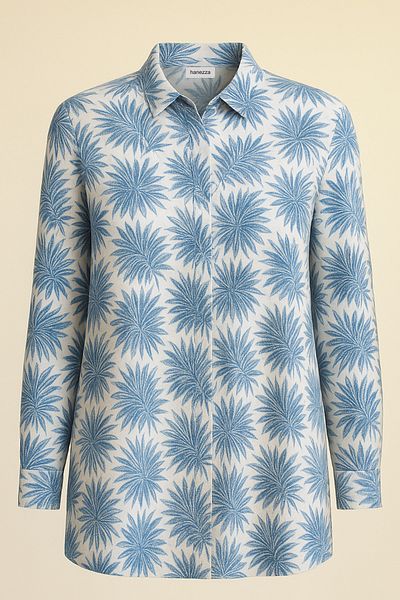 Hanezza Plus Size Sevilla Floral Patterned Cotton Viscose Tunic-Shirt