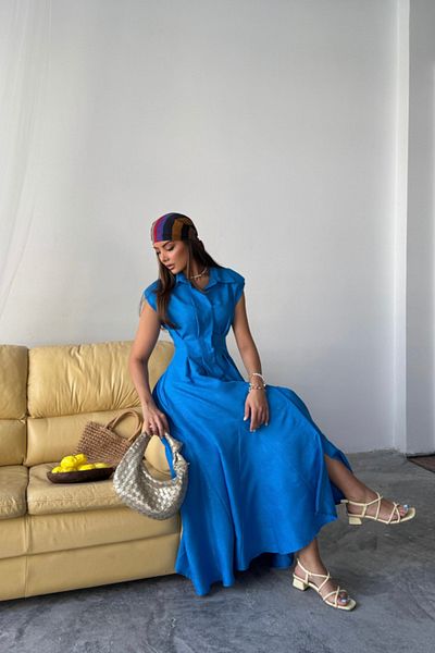 Modayakamoz ROCHIE DE IN JACQUARD CU Buzunare cu fanta in fata - Saks