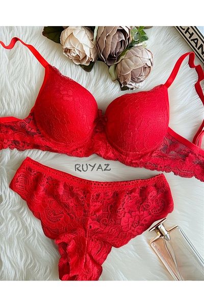 RUYAZ Top Trend Red Lace Bra & Panty Set