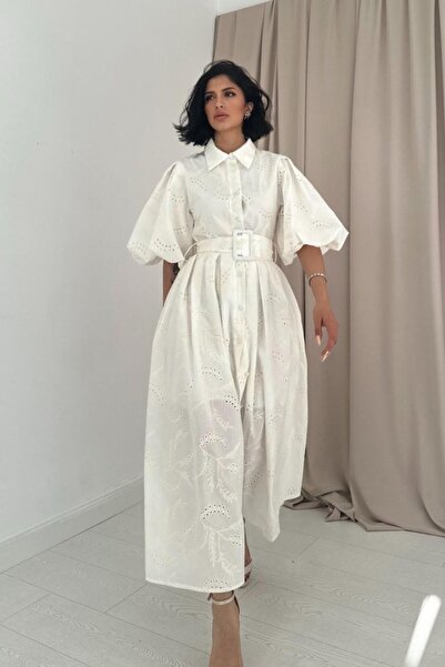 JANES Ecru Pleated Balcony Dress