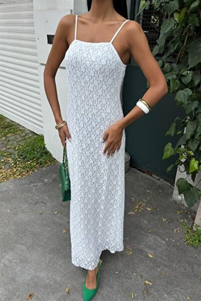 JANES Ρυθμιζόμενο πλεκτό φόρεμα δαντέλας με τιράντες 2879