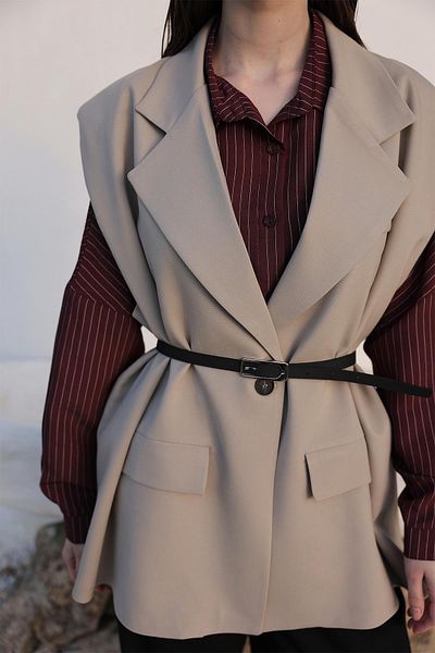Olcay Pasek z detalami Oversize Vest TAŞ 8261