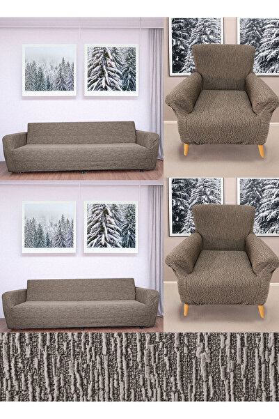 Genel Markalar jakarlı 3 3 1 1 Lastikli Kanepe Örtüsü | Lastikli Koltuk Örtüs...