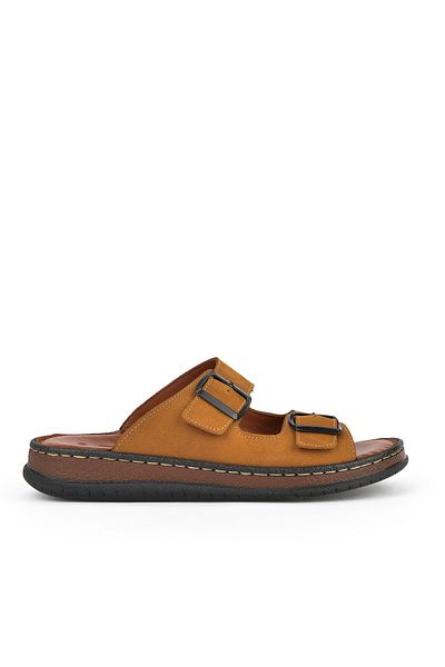 Ziya , Men's Genuine Leather Slippers 1511045 Zs1 Tan