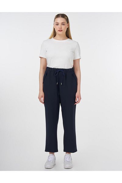 Kayra Pocket Detailed Relaxed Cut Trousers Dark Navy Blue