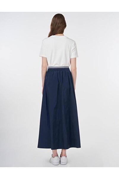 KYR Elastic Waist Parachute Fabric Skirt Dark Navy Blue