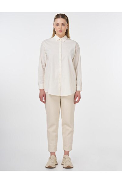 Kayra Πουκάμισο Poplin με κουμπιά εκρού