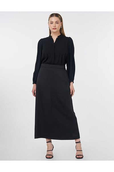 Kayra Fusta din satin cu talie inalta neagra