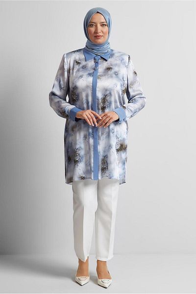 Alvina Patterned Satin Tunic 20743