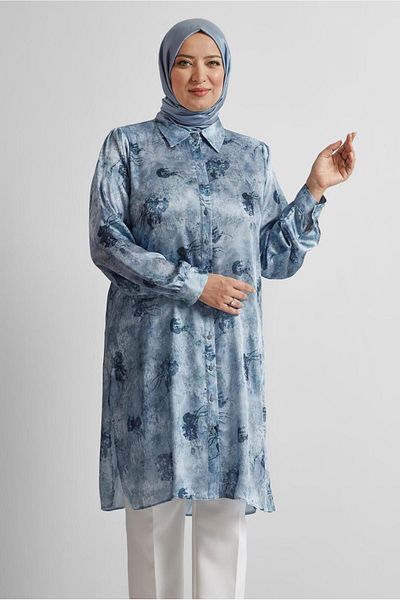 Alvina Patterned Satin Tunic 20738