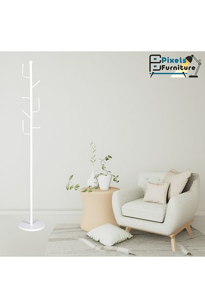 PixelsFurniture Pixel Furniture Modern Design Metal Clothes Hanger, Marble Base with 7 Hooks for Hanging Clothes and Scarves