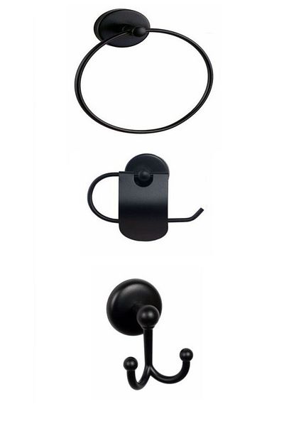 Sas Haus Bathroom Accessory Set 4 Pieces Black, Lifetime Stainless Flat Bathroom Shelf Shampoo Holder Black Tş-02