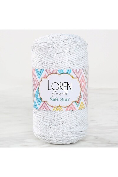 N&M STORE حبل لورين سوفت ستار مكرامية باللون الأبيض الفضي RM10