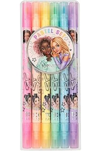 Mu Art Ahşap Depesche 12188 Topmodel - Pencil Set for Children, 6 Pastel Colored Felt Pens, in Box