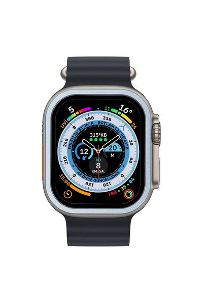 NewFace Apple Watch Ultra 49mm Alüminyum Kasa Cam Ekran Koruyucu - Mavi SVLRS