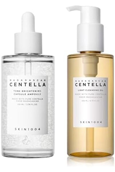 Skin1004 أمبولة كبسولة تفتيح البشرة من مدغشقر سنتيلا تون 100 مل وزيت تنظيف خفيف 200 مل