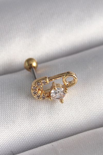 Store 316L Steel Gold Color Zircon Stone Bulk Needle Tragus Piercing