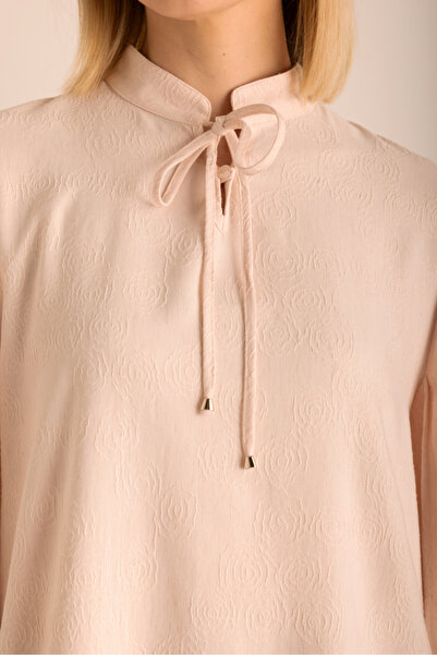 Aker Kumaşı Özel Dokumalı ,Kollları Dikişli ve Hacimli ,Viscon Keten Tunik