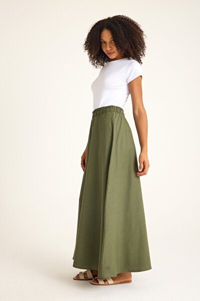 QANU Green Linen Skirt
