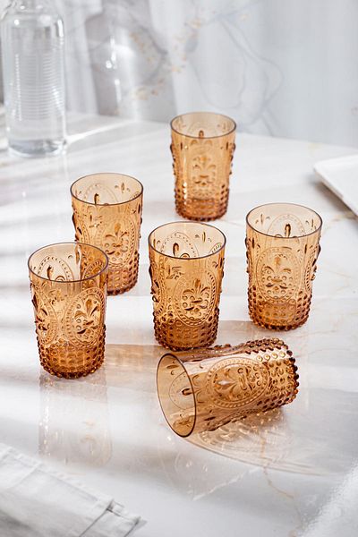 AC BOX Acrylic Honey 6-Piece Short Cup & Water Soft Drink Coffee Side Cup 400 ml (Not Glass)