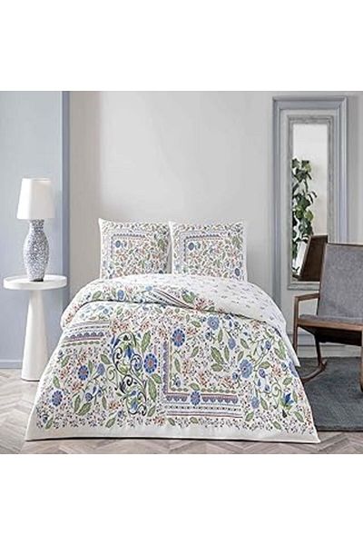 NETWORK ART Taç Cotton Gracıe Duvet Cover Set Blue Double