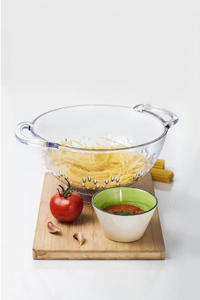 Mu Art Ahşap Acrylic Transparent Pasta Strainer & Vegetable Fruit Strainer