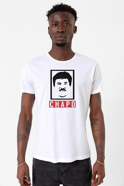 Tshirthane Ανδρικό μπλουζάκι El Chapo Gangster Swagger White Oversize
