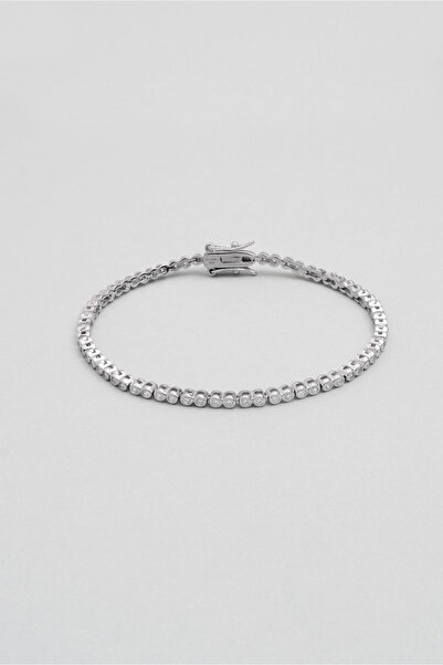 So CHIC... Yuvarlak Kesim 18 Ayar Beyaz Altın Kaplama Gümüş Su Yolu Bileklik