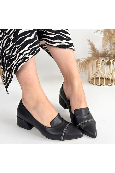 Erbilden Liina Black Skin Heeled Shoes