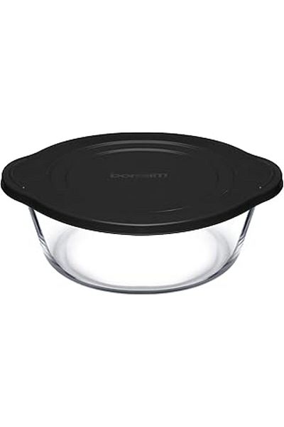 Hepta Collection Pasabahce Borcam Pots with Lid 1450 Cc t Plastic Lid Black Lid