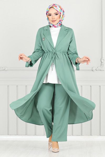 ModaMerve Arma Detail Hijab Suit 9140Pl940-M Mint