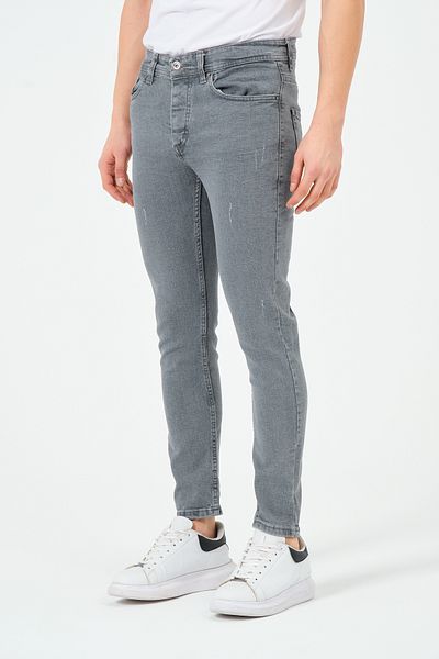 moda biz Dark Grey Slim Fit Laser Men's Jeans - Stretchy Cotton and Lycra Jeans