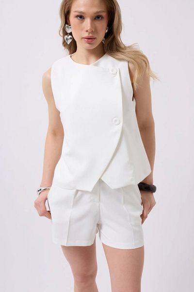 nedo7 Woven Vest with Side Buttons