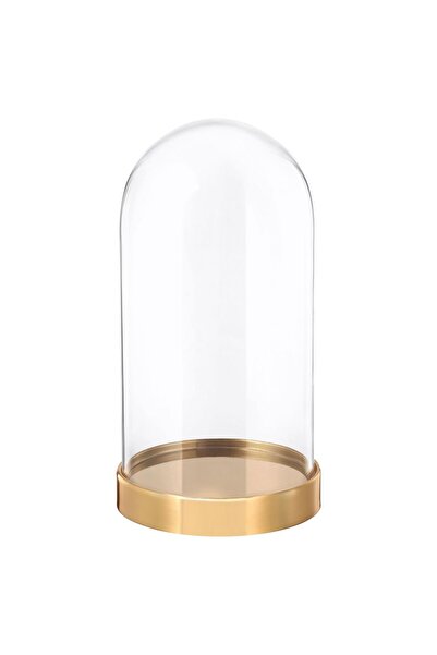 IKEA Gold Altlıklı Cam Fanus 14x27 cm