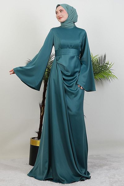 GİYZAMİLA Βραδινό φόρεμα Jasmine Satin Mint