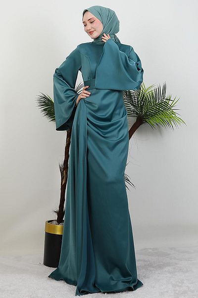 GİYZAMİLA Βραδινό φόρεμα Jasmine Satin Mint
