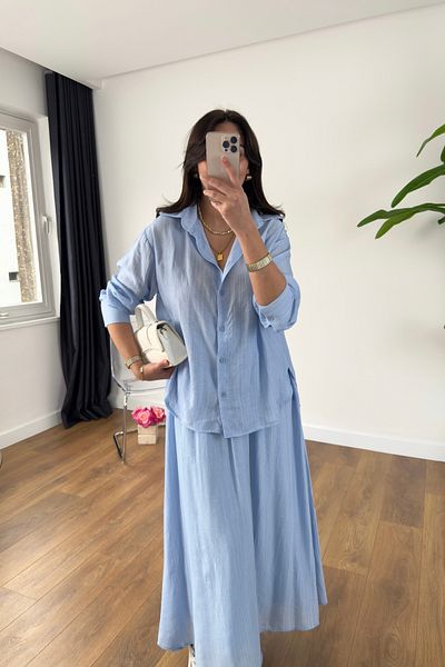 BİRCANÇİL Velanna Baby Blue Shirt Skirt Set