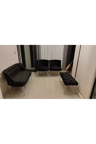 Ecem Life Siyah cay seti koltuk takımı babyface 2 1 1 puf