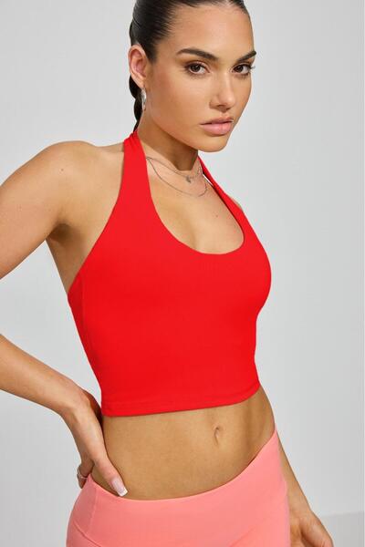 Seeh Κόκκινο λαιμόκοψη με λουράκι Crop Top SH233